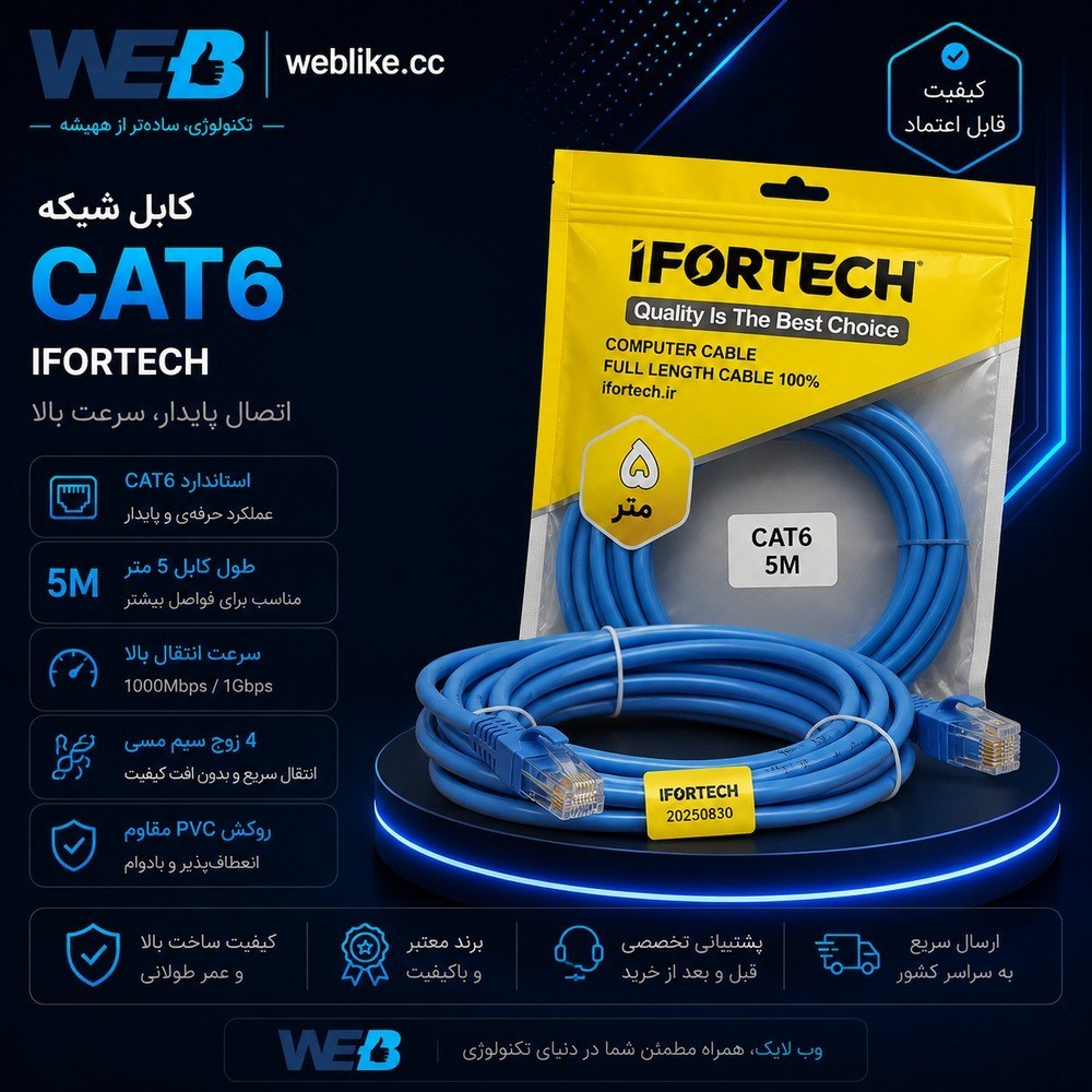 کابل شبکه iFortech Cat6 5 متر
